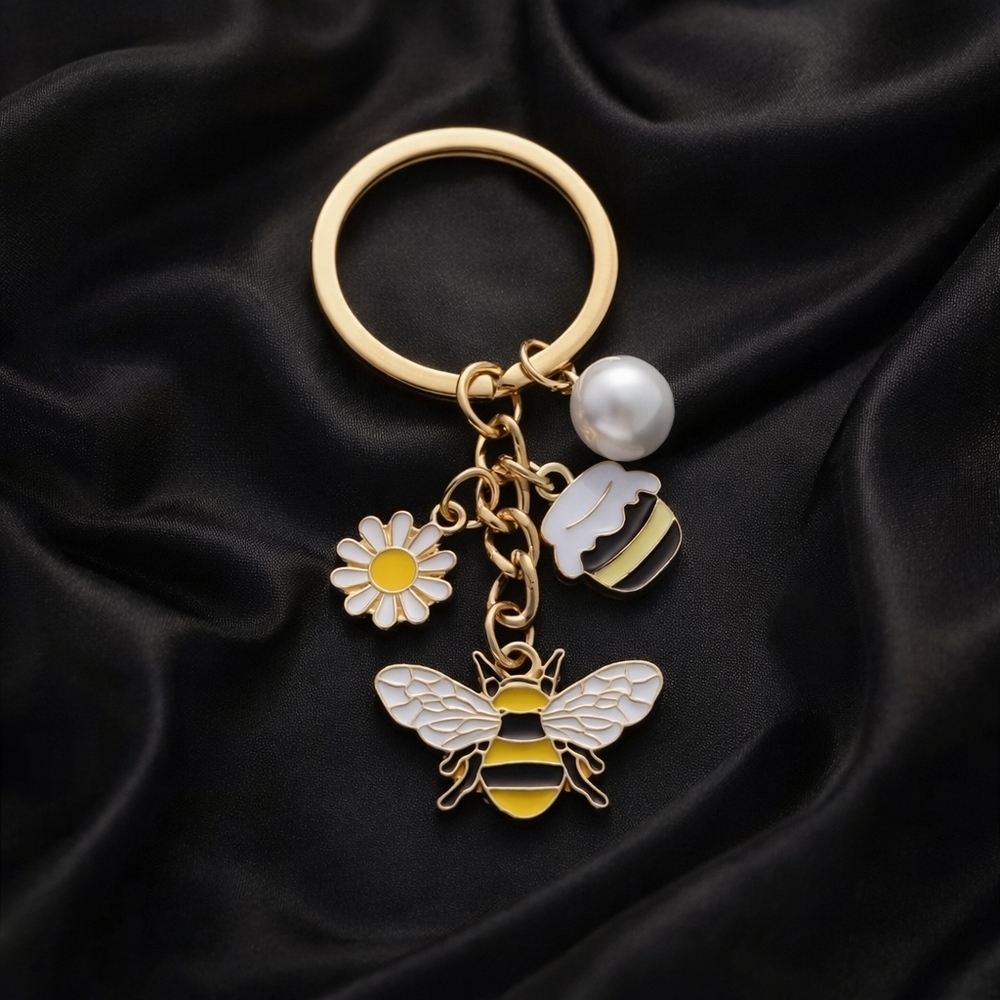 Bee, Honey pot , Daisy and Pearl  Keychain